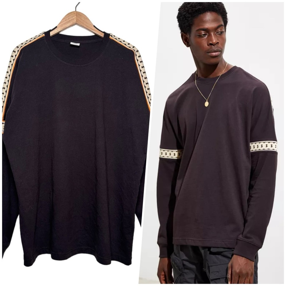 Urban Outfitters | Men | Dark Brown Drop Shoulder Ribbed LS Tee | Size Large